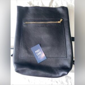 Portland Leather Goods Classic pebbled black  Backpack Full Grain Bag Purse New